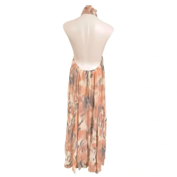 ANTHROPOLOGIE Maeve Sheer Printed Halter Maxi Dress Open Back Size 1X NEW - Picture 14 of 16